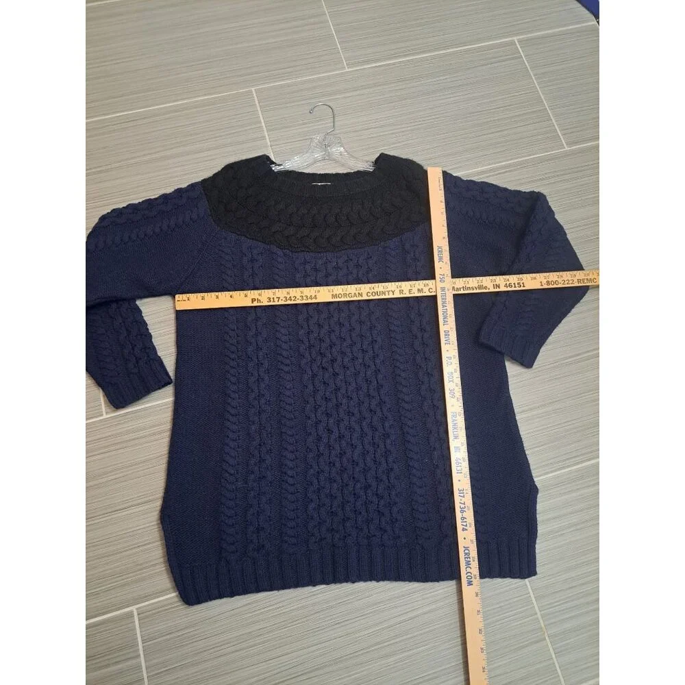 Boden Size 16 Cable Knit Sweater Black & Blue Wool/Alpaca Blend Warm Winter - Picture 9 of 9